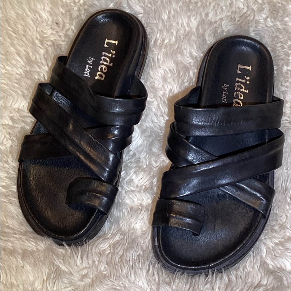 L’idea by Lori Black Strappy Slide Sandals size 6